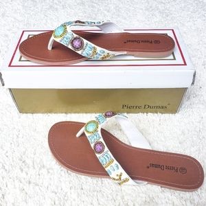 Pierre Dumas White Fay-2 Flip Flop Sandals